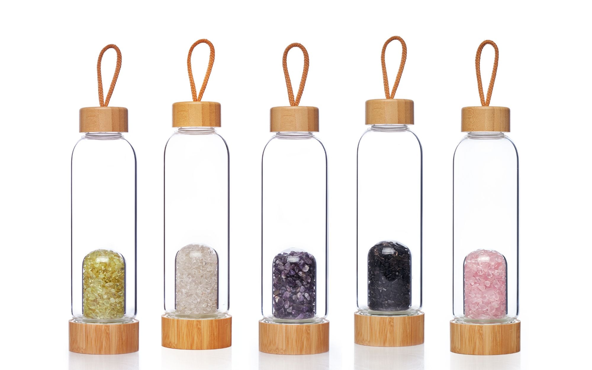 Botellas de agua con infusión de cristal natural de 18.6 fl oz con piedras  preciosas naturales, botella de agua de cristal con infusión de agua gema