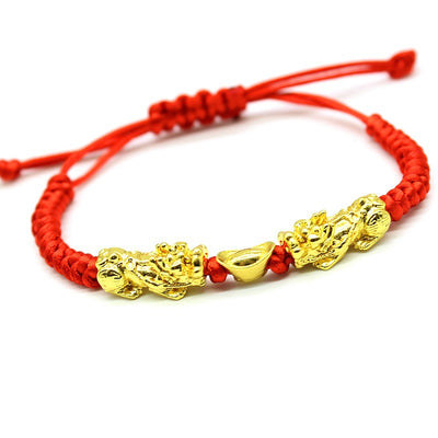 Double Pixiu Ingot & Lucky Red Rope Bracelet - Buddha & Karma