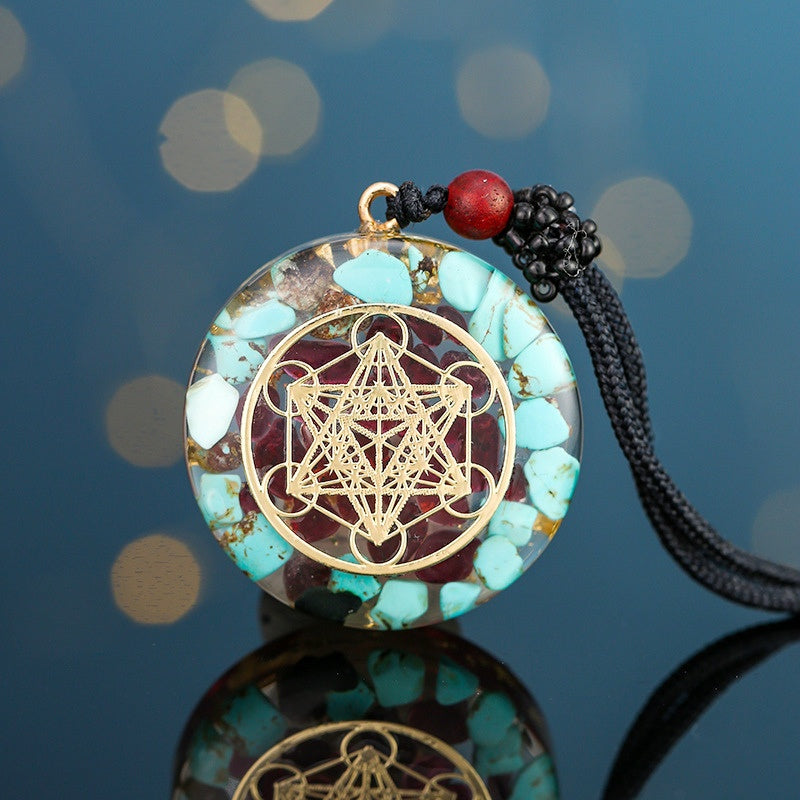 Archangel Metatron Orgonite Pendant - Turquoise Necklace - Buddha & Karma
