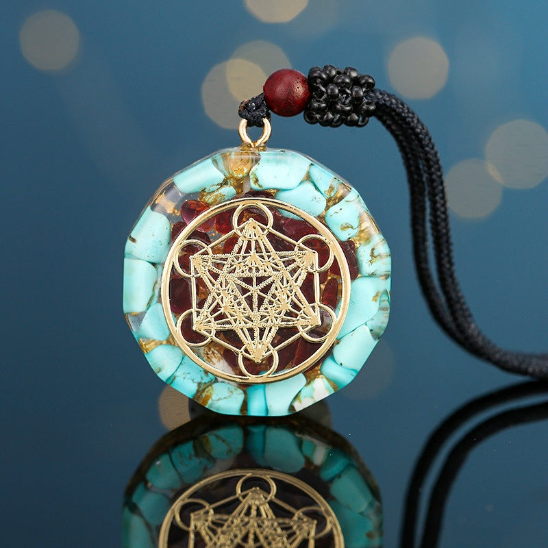 Archangel Metatron Orgonite Pendant - Turquoise Necklace - Buddha & Karma