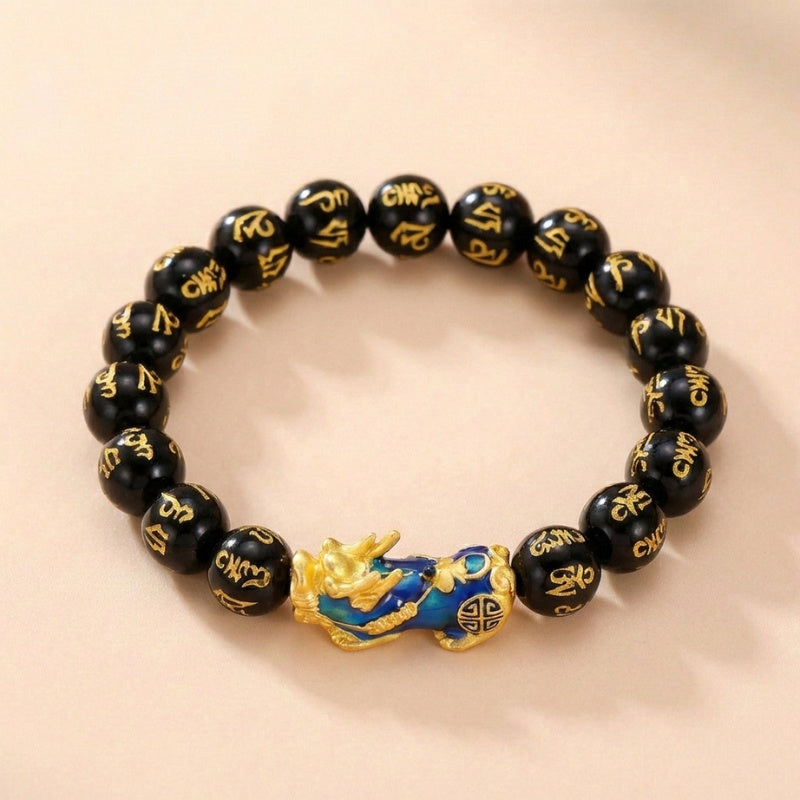 Double Pixiu Black Obsidian Pixiu Meaning Plus Value Black Obsidian Pixiu Bracelet Natural Crystal Beads For Men Women, Wealth, Clarity Protection