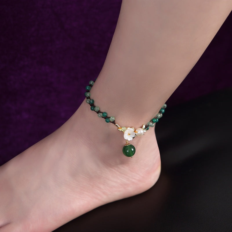 Jade Financial Success Anklet - Buddha & Karma