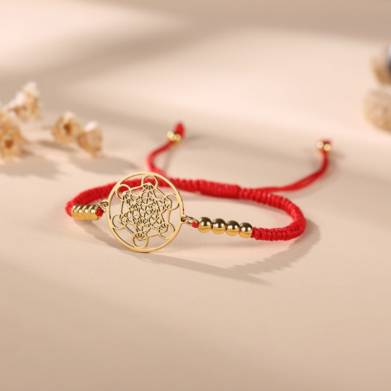Metatron’s Cube Red String Bracelet | Buddha & Karma