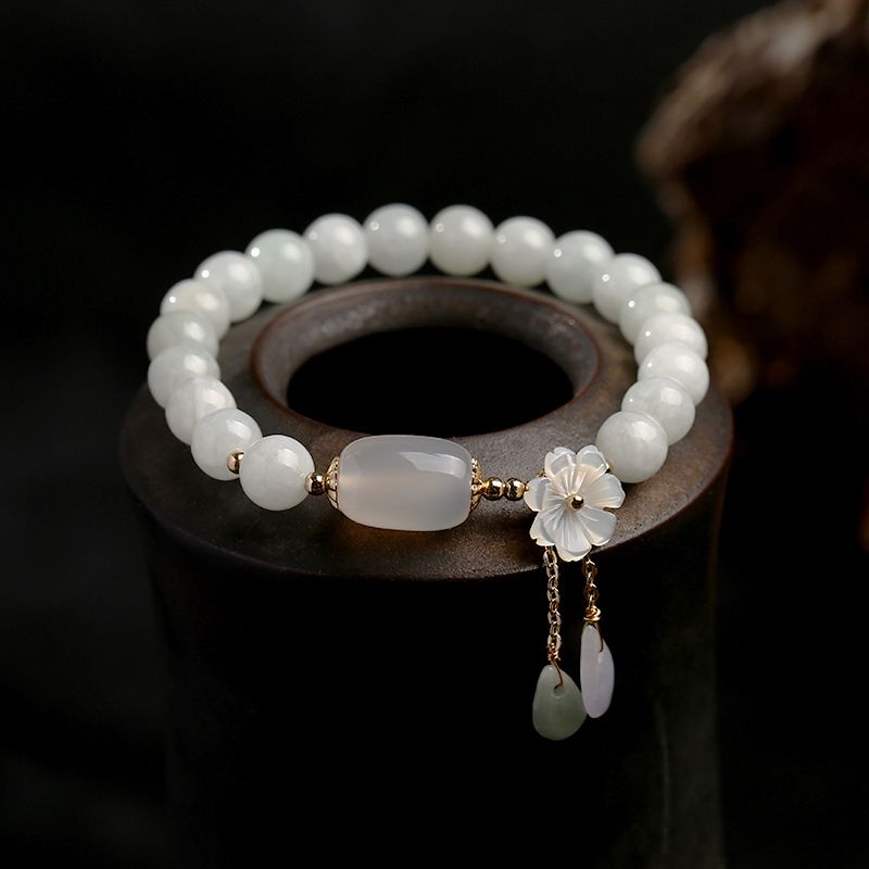 Natural Light Green Jade Bead Bracelet for Luck - Buddha & Karma