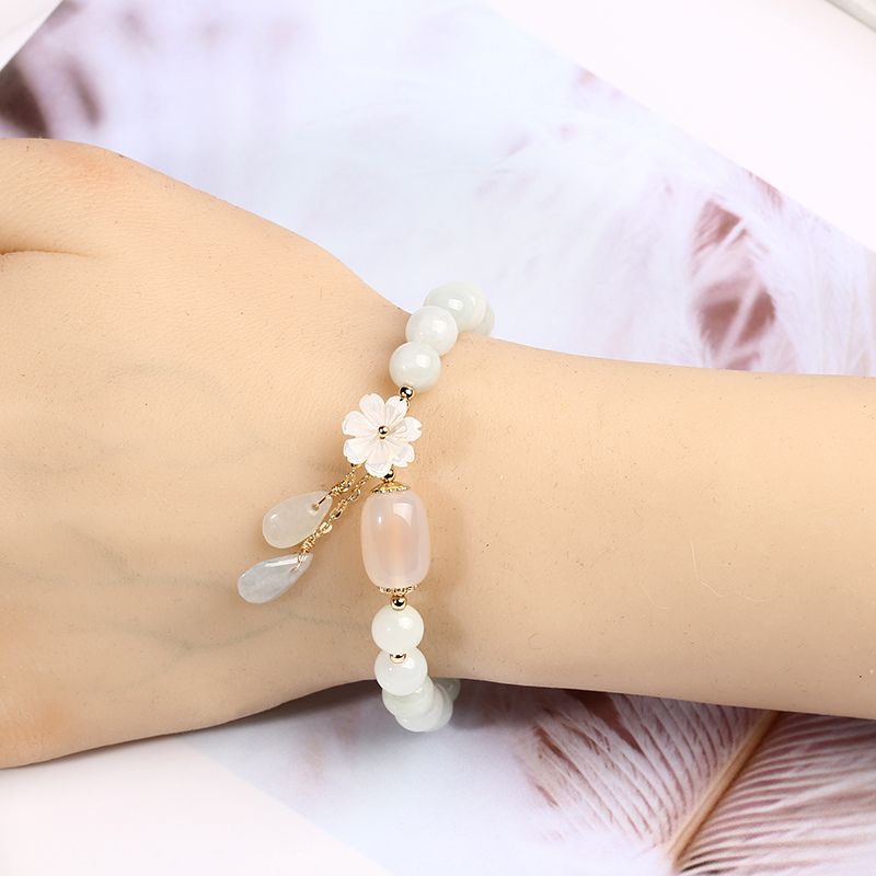 Natural Light Green Jade Bead Bracelet for Luck - Buddha & Karma