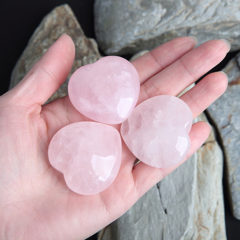 Rose Quartz Heart-Shaped Love Crystals - Love & Romance - Buddha & Karma