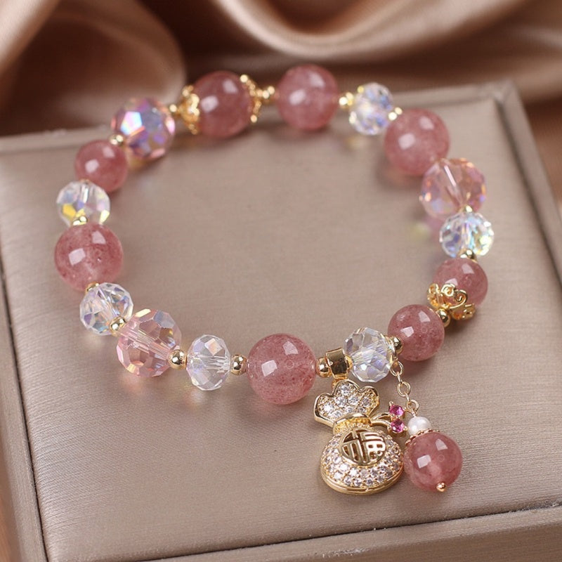 Strawberry Quartz Heart Bracelet - Buddha & Karma