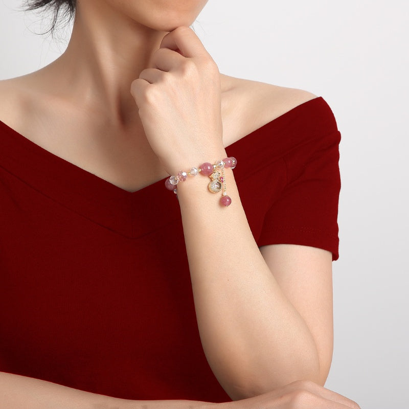 Strawberry Quartz Heart Bracelet - Buddha & Karma