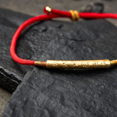 Tibetan Lucky Bracelet Red String Bracelet Buddhist Lucky Charm - Buddha & Karma