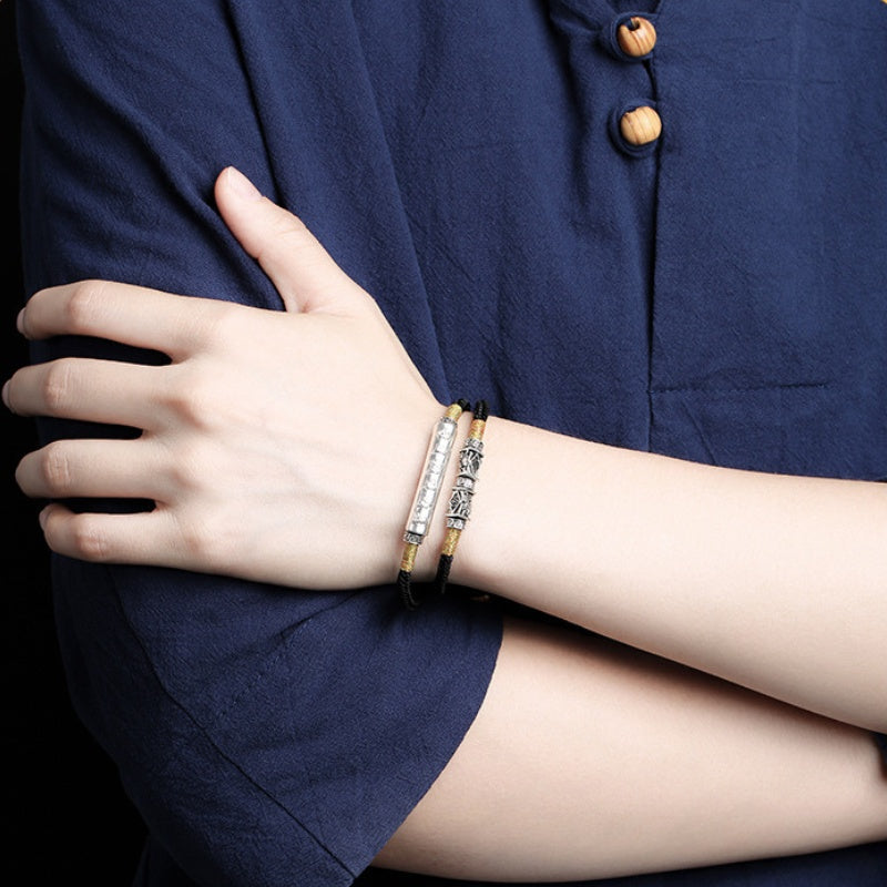 Tibetan Mantra Double Bracelet - For Luck & Protection - Buddha & Karma