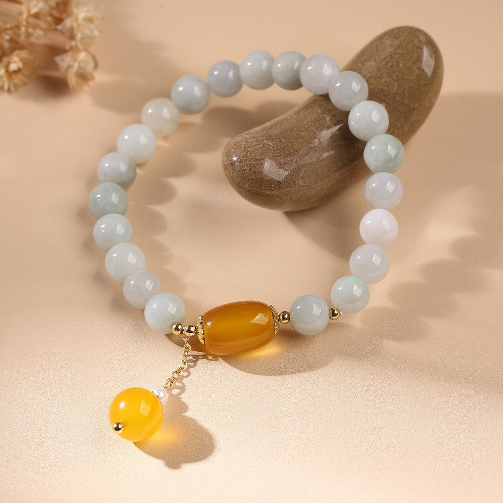 White Jade Longevity Bracelet - Buddha & Karma