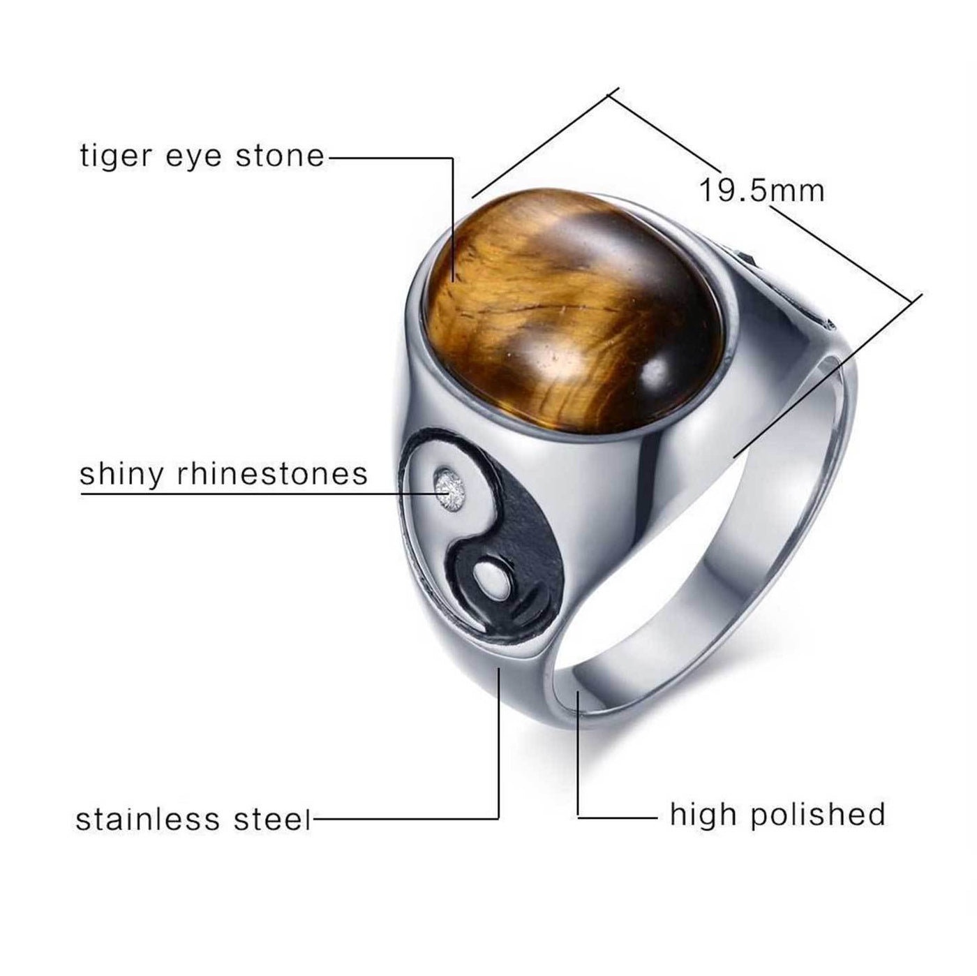 Yin Yang Tiger’s Eye Protection Ring - Buddha & Karma