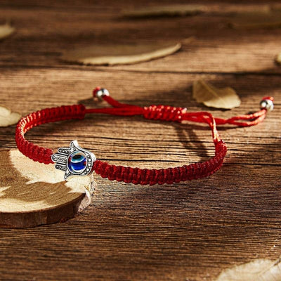 Hamsa Hand Red String Bracelet - Evil Eye Protection - Buddha & Karma