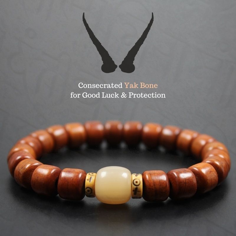 Tibetan Guardian Spirit Natural Yak Bone Bracelet - Buddha & Karma