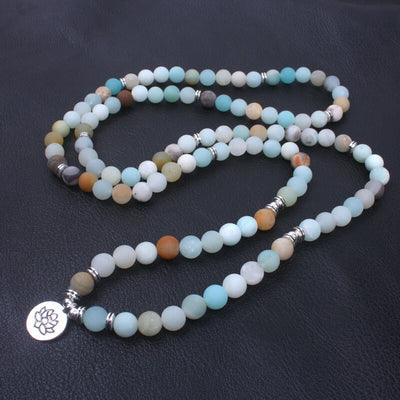 Amazonite 108 Mala Beads - Tibetan Prayer Beads - Buddha & Karma