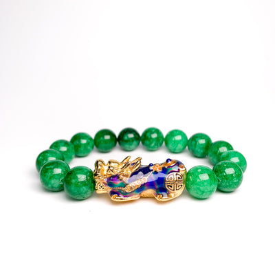 Green Jade Pixiu Bracelet - Abundance & Protection - Buddha & Karma