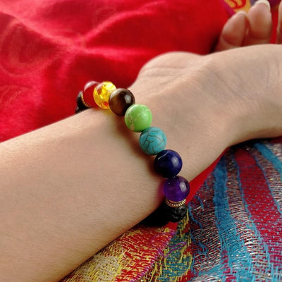 7 Chakra Lava Stone Bracelet - Essential Oil Diffuser - Buddha & Karma