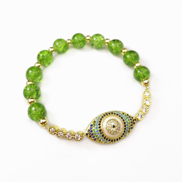Natural Peridot Style Evil Eye Bracelet - Buddha & Karma