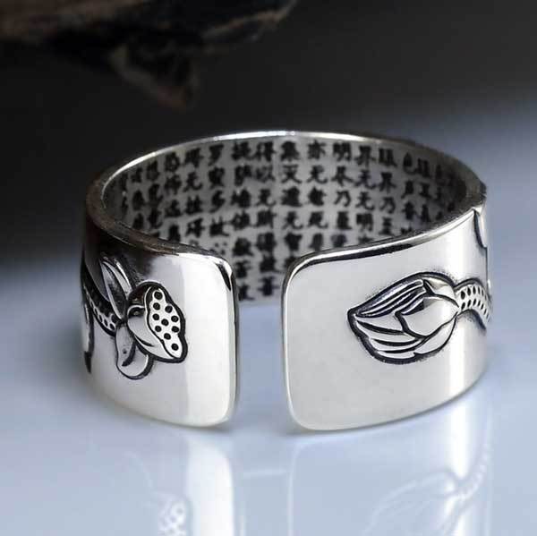 The Heart of Lotus Sutra Ring - For Purity & Wisdom - Buddha & Karma