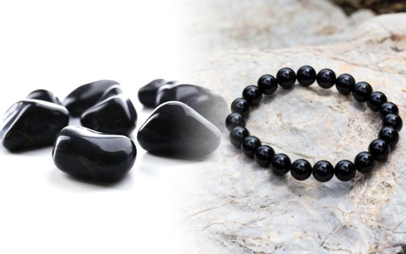 Tibten Buddhist auspiciois Charm om mani Padme hum Engraved  Black Onyx 8  mm Stretch Bracelet  Astro Crystal Mart
