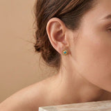 18K Gold-Plated Brass Sunrays Evil Eye Earrings with Turquoise Zircon