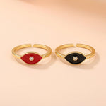 18K Gold-Plated Copper Evil Eye Ring – Black, Red