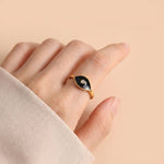 18K Gold-Plated Copper Evil Eye Ring – Black, Red