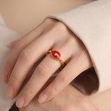 18K Gold-Plated Copper Evil Eye Ring – Black, Red