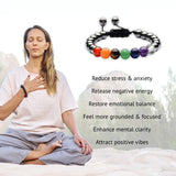7 Chakra Hematite Bracelet - Promote Wellness - Buddha & Karma