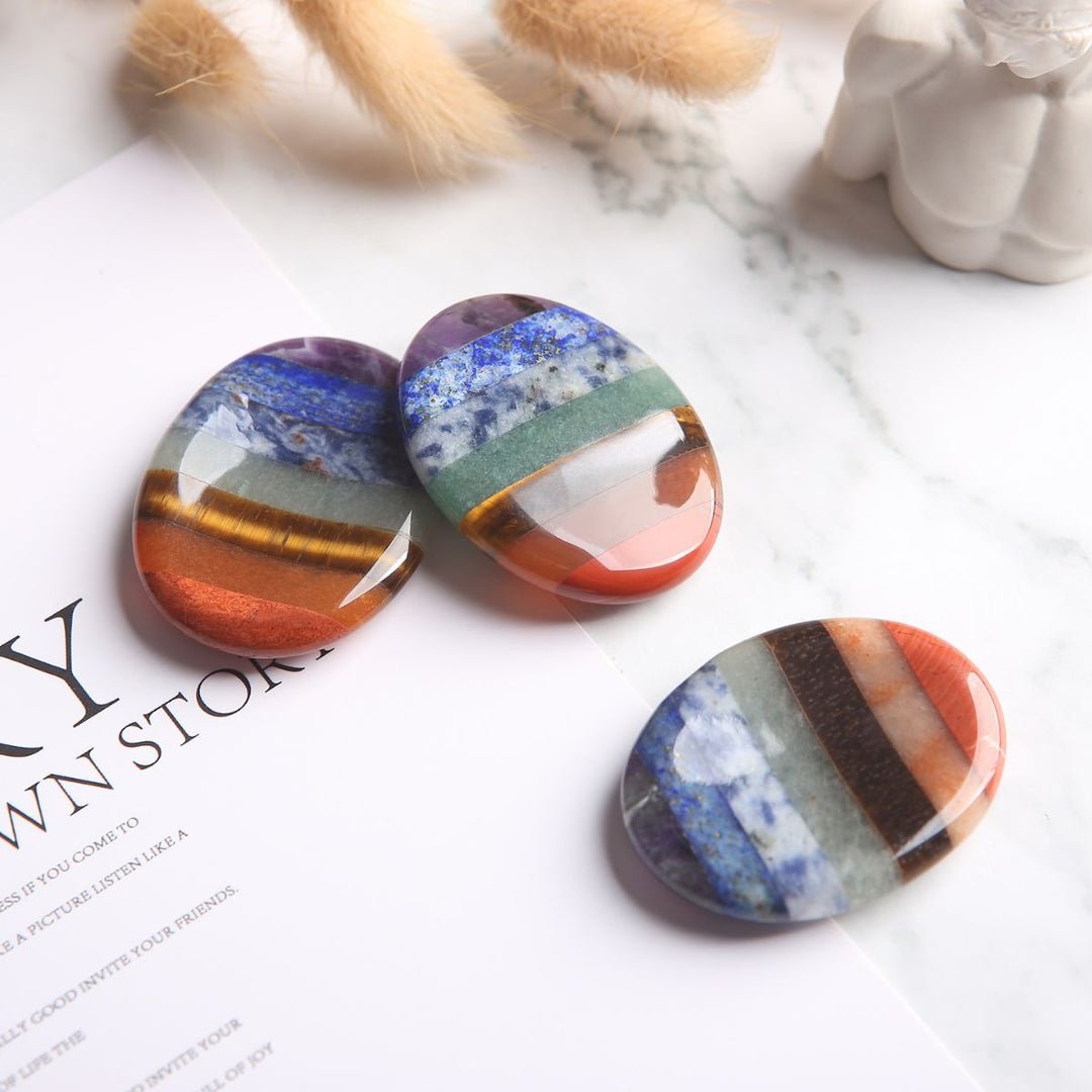 7 Chakra Worry Stone - For Anxiety & Stress - Buddha & Karma