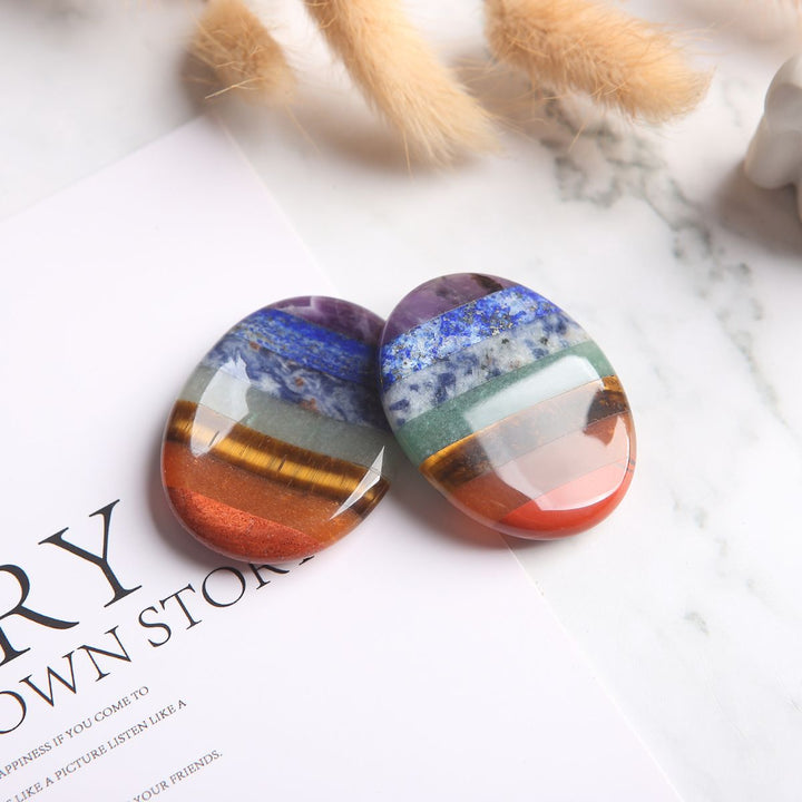 7 Chakra Worry Stone - For Anxiety & Stress - Buddha & Karma