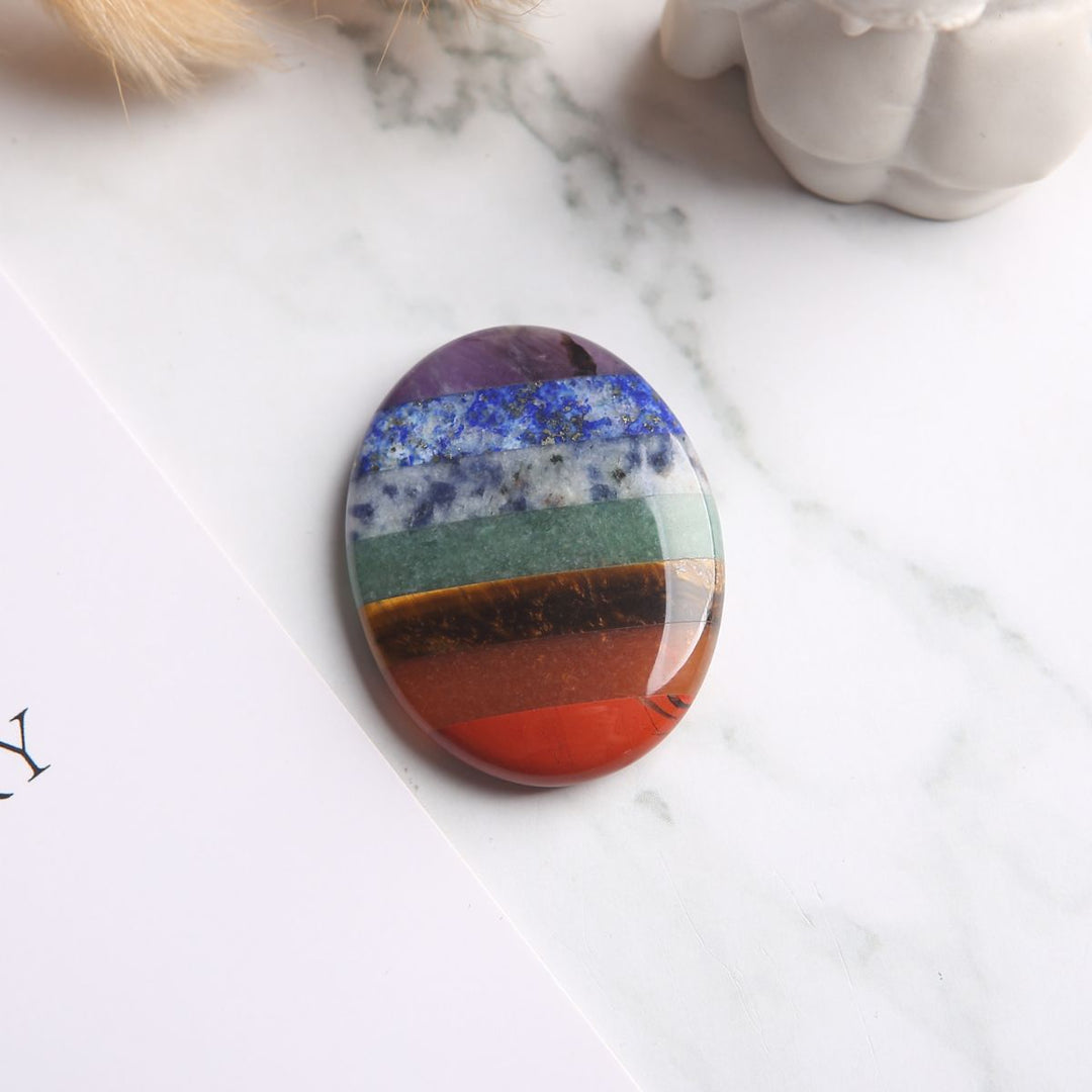 7 Chakra Worry Stone - For Anxiety & Stress - Buddha & Karma