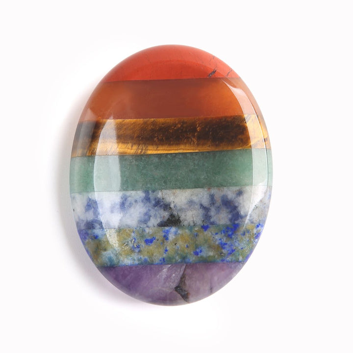 7 Chakra Worry Stone - For Anxiety & Stress - Buddha & Karma