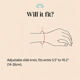 888 Angel Number Bracelet size guide: adjustable slide knot fits wrists 5.5 to 10.2 inches (14-26cm)