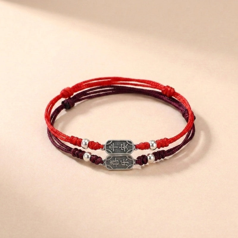 Buddha & Karma 925 Sterling Silver Red String Bracelet for Peace & Joy
