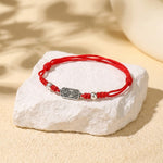 Buddha & Karma 925 Sterling Silver Red String Bracelet for Peace & Joy