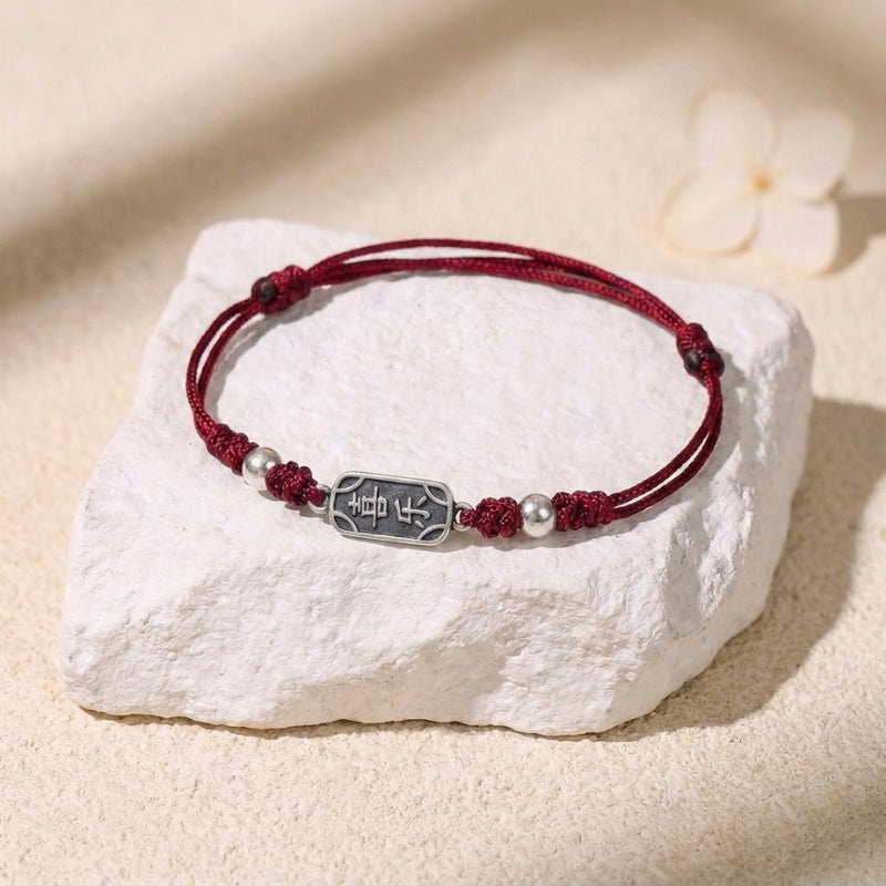 Buddha & Karma 925 Sterling Silver Red String Bracelet for Peace & Joy