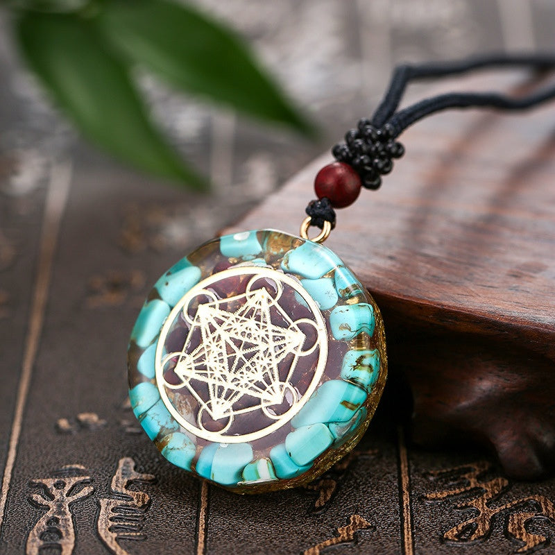 Exclusive: Archangel Metatron Orgonite Pendant - Turquoise Necklace - Buddha & Karma