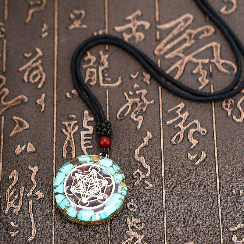 Exclusive: Archangel Metatron Orgonite Pendant - Turquoise Necklace - Buddha & Karma