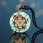Archangel Metatron Orgonite Pendant - Turquoise Necklace - Buddha & Karma