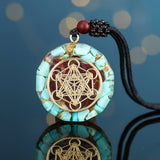 Archangel Metatron Orgonite Pendant - Turquoise Necklace - Buddha & Karma