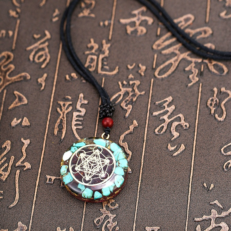 Archangel Metatron Orgonite Pendant - Turquoise Necklace - Buddha & Karma