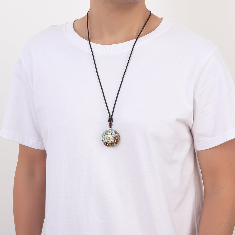 Exclusive: Archangel Metatron Orgonite Pendant - Turquoise Necklace - Buddha & Karma