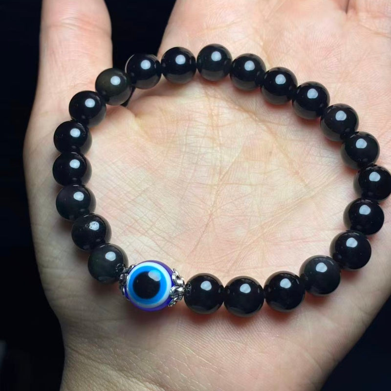 Black Obsidian Evil Eye Bracelet - Dual Protection