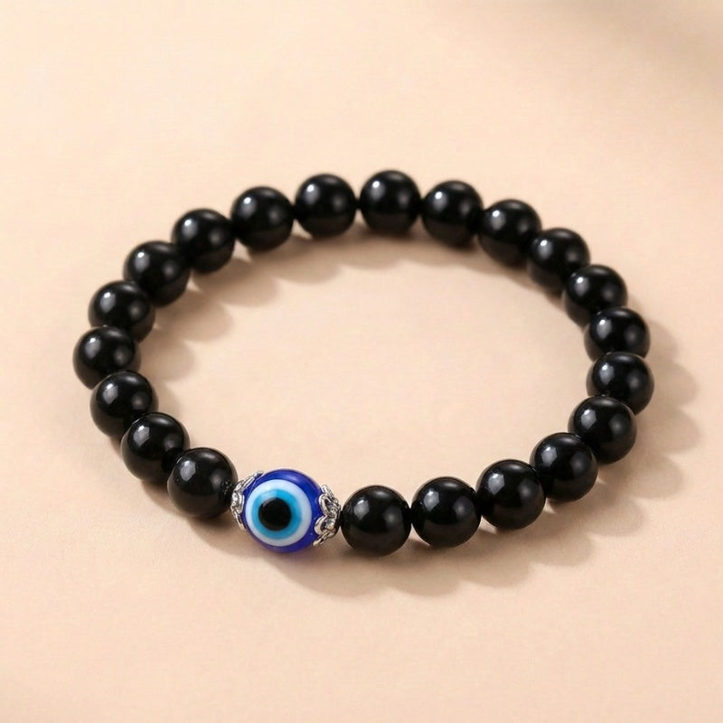 Black Obsidian Evil Eye Bracelet - Dual Protection