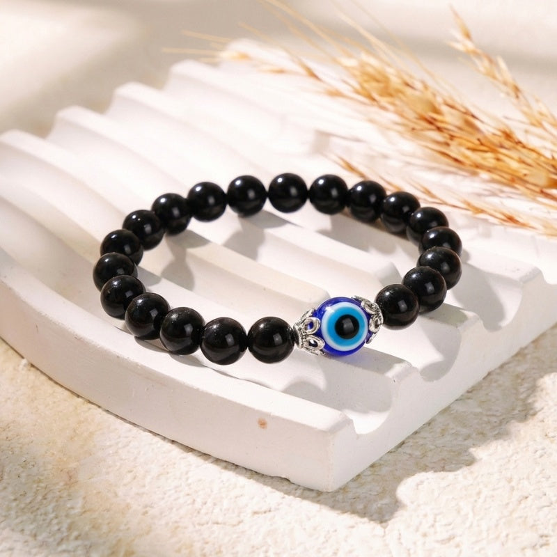 Black Obsidian Evil Eye Bracelet - Dual Protection