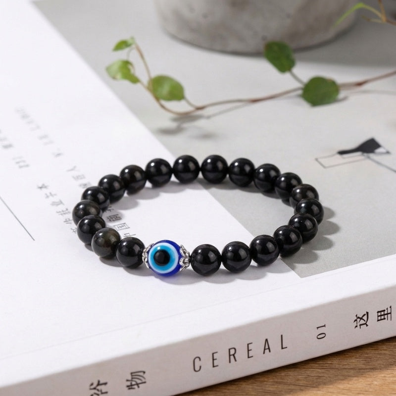 Black Obsidian Evil Eye Bracelet - Dual Protection