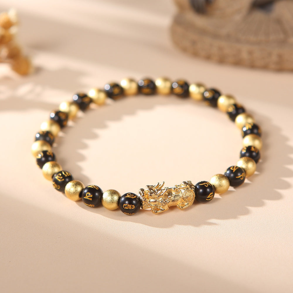 Black and Gold Feng Shui Beads Pixiu Charm - Buddha & Karma