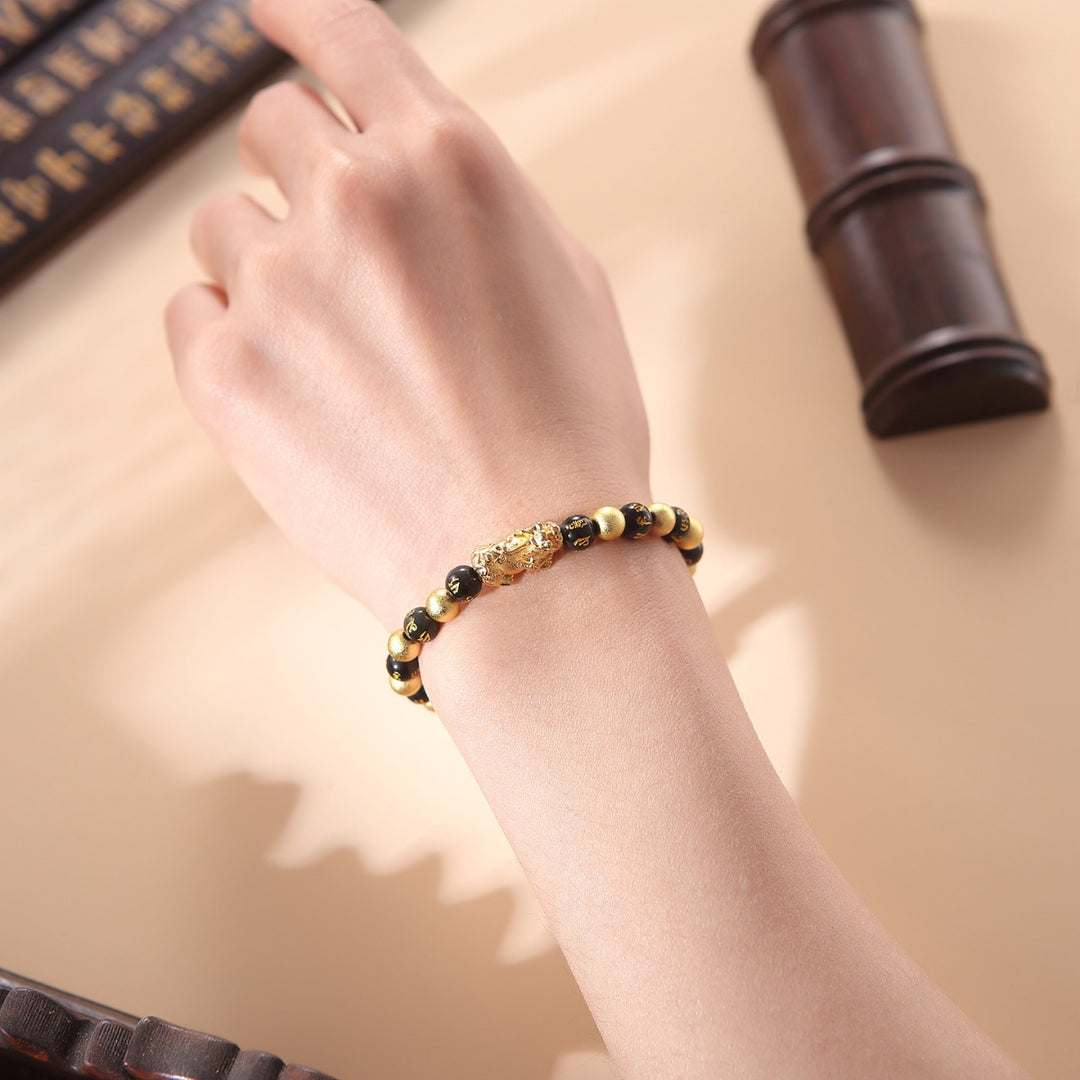 Black and Gold Feng Shui Beads Pixiu Charm - Buddha & Karma