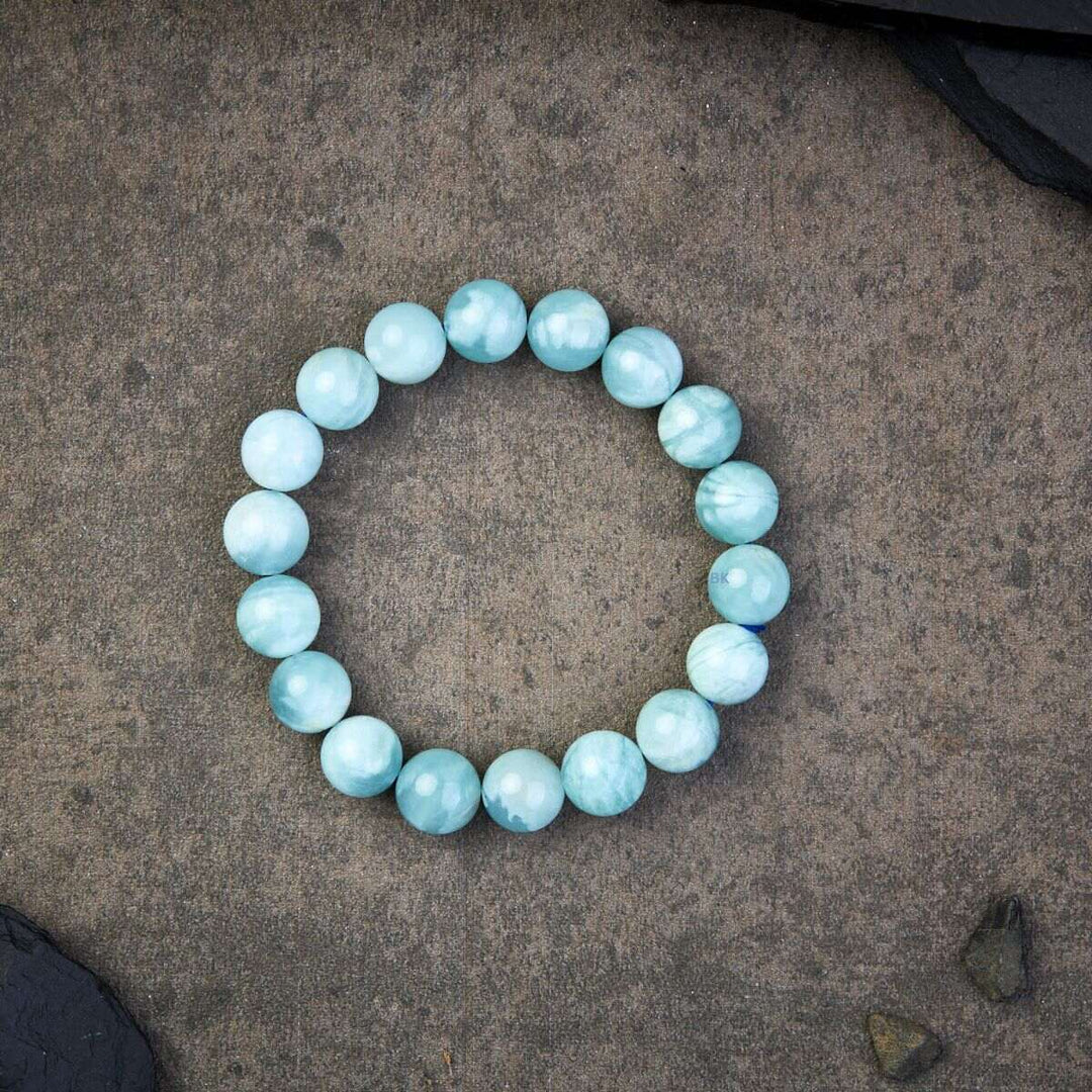 Blue Aquamarine Calming Bracelet - Grounding & Soothing - Buddha & Karma